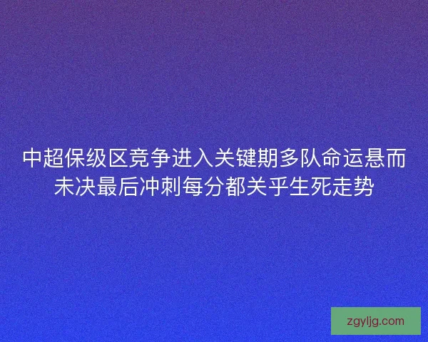 中超保级区竞争进入关键期多队命运悬而未决最后冲刺每分都关乎生死走势